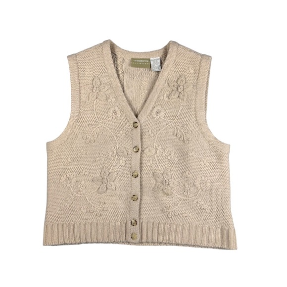 Liz Claiborne Sweaters - Vintage Liz Claiborne Lizwear Shetland Wool Sweater Vest M Floral Embroidered